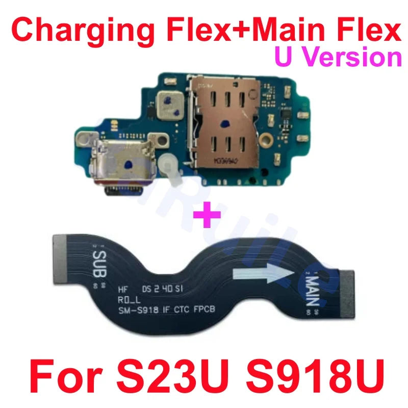 Puerto de carga flexible para Samsung S23 S22 Plus Ultra S901B S901U S906U S908B S S911B S916U S918B placa base conectar Cable USB principal