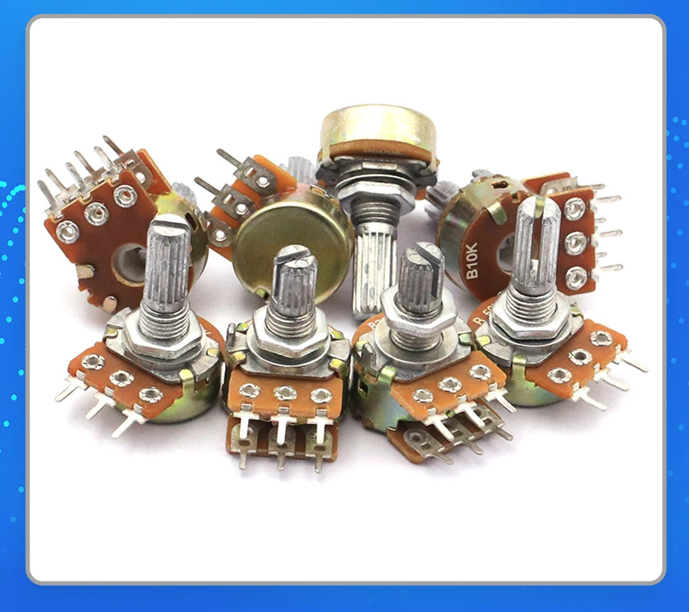 5PCS 5K 10K 20K 50K 100K 250K 500K Ohm WH148 20mm 3Pin Single link Linear Taper Rotary Potentiometer for Arduino