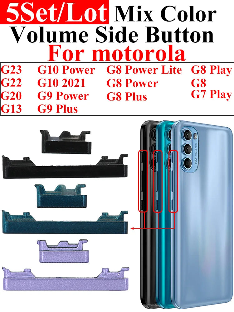 5set Power Volume Side Button Key For Motorola Moto G23 G22 G20 G13 G10 G9 G7 Plus G8 Power Lite Volume Button Power ON OFF