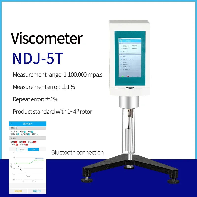 Viscosímetro Rotatorio Digital NDJ-1/4/5S/8S/9S Pantalla Táctil Velocidad Variable Continua Tester