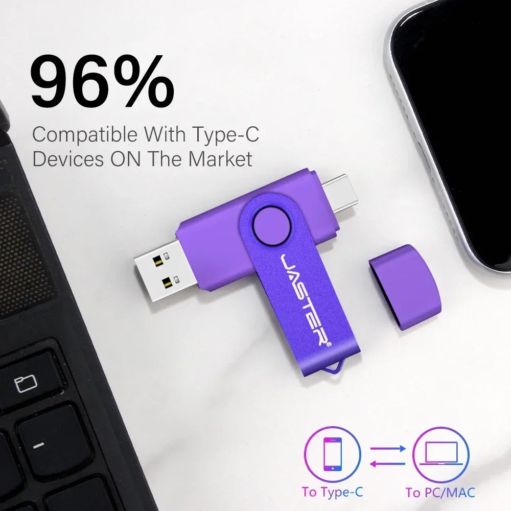 Memoria USB Flash Drive Pendrive Tipo C (32GB/64GB/128GB) con Llavero Regalo Empresarial