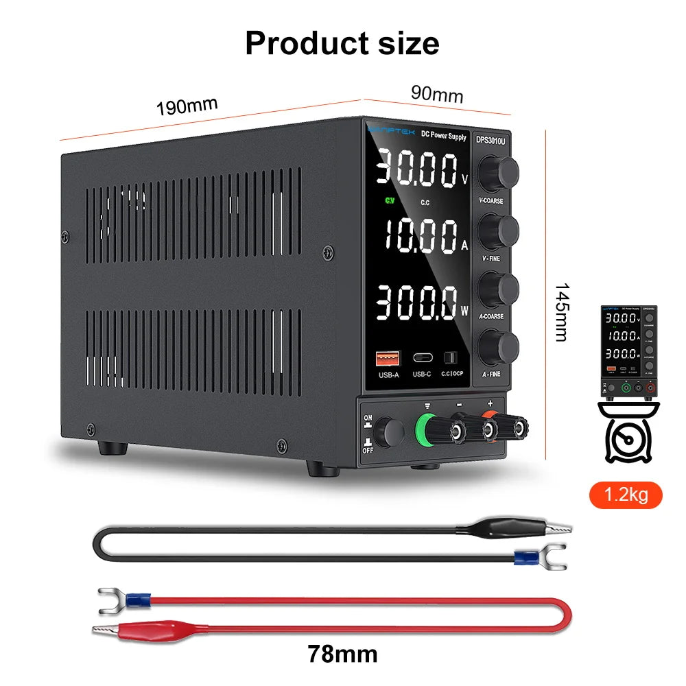 Fuente de Poder Laboratorio WANPTEK DC Ajustable 30V/60V/120V Regulador Voltaje Preajuste V/A (Input 110V/220V)