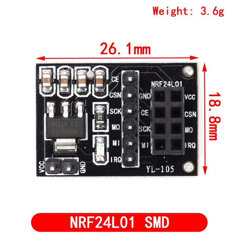 Módulo Transmisión Datos Inalámbrico NRF24L01+PA+LNA 2.4GHz (Versión Mejorada, 1000 Metros) para Arduino