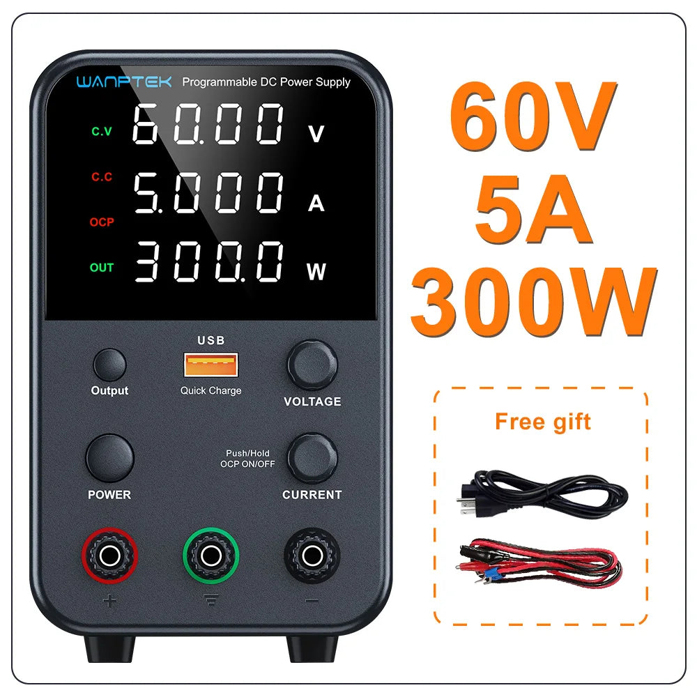 Fuente de Poder Laboratorio WANPTEK DC Ajustable 30V/60V/120V Regulador Voltaje Preajuste V/A (Input 110V/220V)