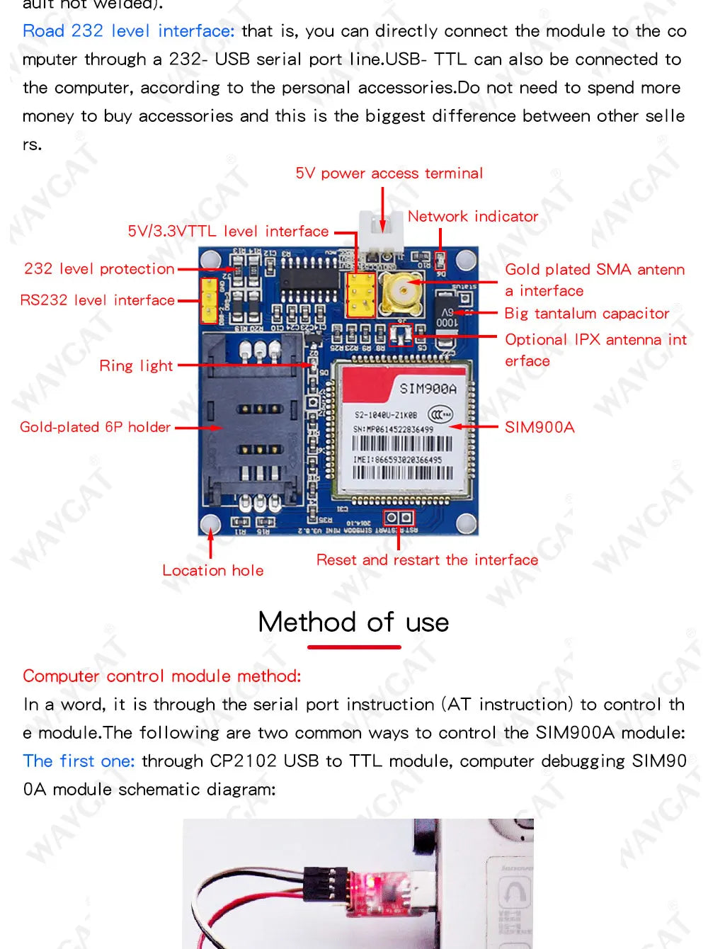Kit Placa Módulo Transmisión Datos Inalámbrica GSM/GPRS SIM900A / SIM900 Mini V4.0 con Antena (Refurbished, C83 AEAK)