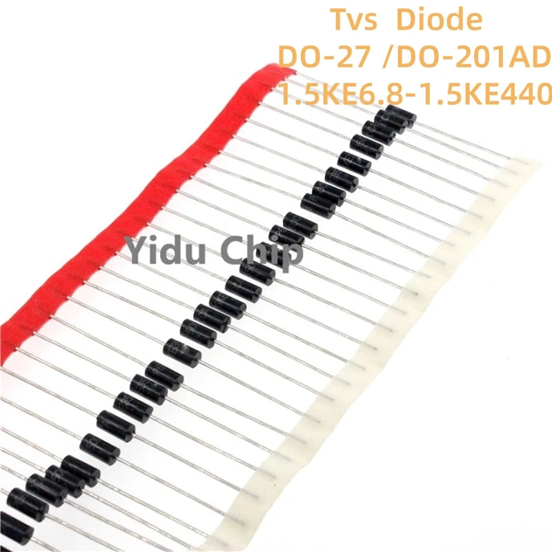 Diodo TVS 1500W DO-201AD - Varios Voltajes (1.5KE62A a 1.5KE160A) - Lote 20 Piezas