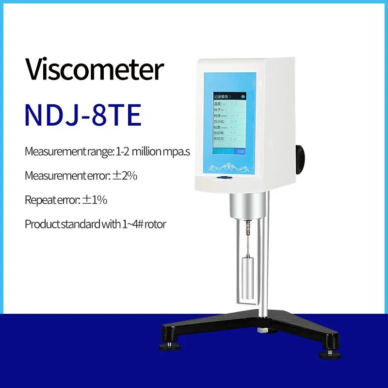 Viscosímetro Rotatorio Digital NDJ-1/4/5S/8S/9S Pantalla Táctil Velocidad Variable Continua Tester
