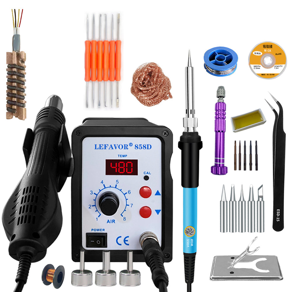858D Hot Air Gun BGA Soldering Rework Station Blower Hair Dryer Hairdryer Soldering Heat Gun 220V 110V SMD SMT Welding Repair