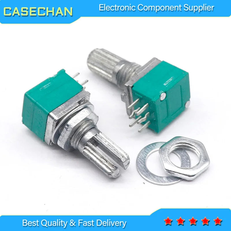 5pcs/lot Special audio amplifier high precision 10% double potentiometer RK097G A20K A50K A100K handle length 15MM flower axis