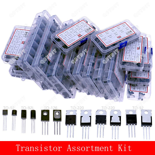 Kit Surtido Transistores/Semiconductores THT (TO-92/126/220) - MOSFET/BJT/Tiristor en Caja