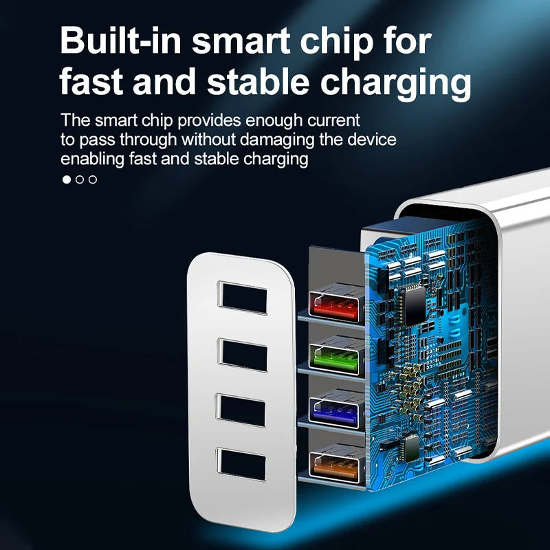 Cargador Pared USB Multi Puerto (4 USB) Carga Rápida Portátil Adaptador Teléfono/Tablet Enchufe EU/US para Poco