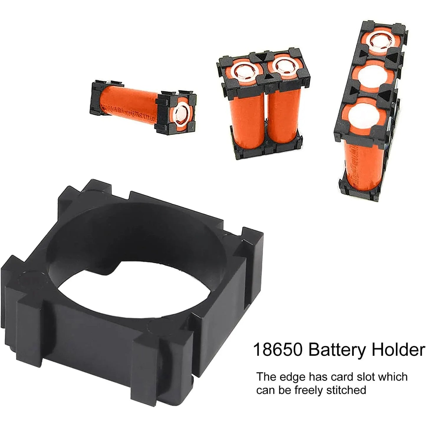Soporte Plástico Batería Litio 18650 (Pack Bracket Cilíndrico, Espaciador Celda) para Montaje Fijo DIY (100 Unidades)