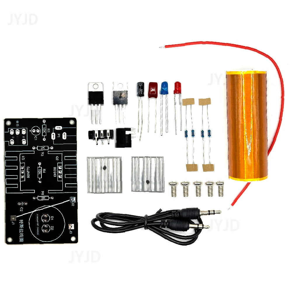 Kit DIY Mini Bobina Tesla Musical 15W (15-24V DC) - Parlante Plasma y Transmisión Inalámbrica (1 Set)