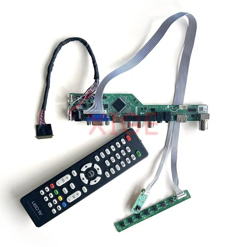 Kit Placa Controladora LCD Driver para Panel 15.6" B156XW02/XW03/XW04 (1366x768) TV Analógica LVDS 40pin VGA/HDMI/AV/USB