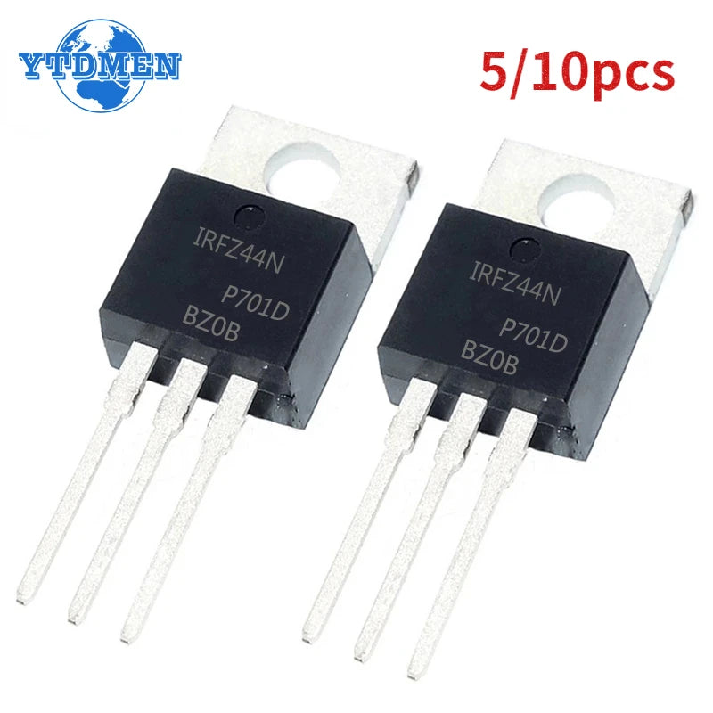 MOSFET Canal-N IRFZ44N TO-220 55V 49A - Lote 5/10 Piezas
