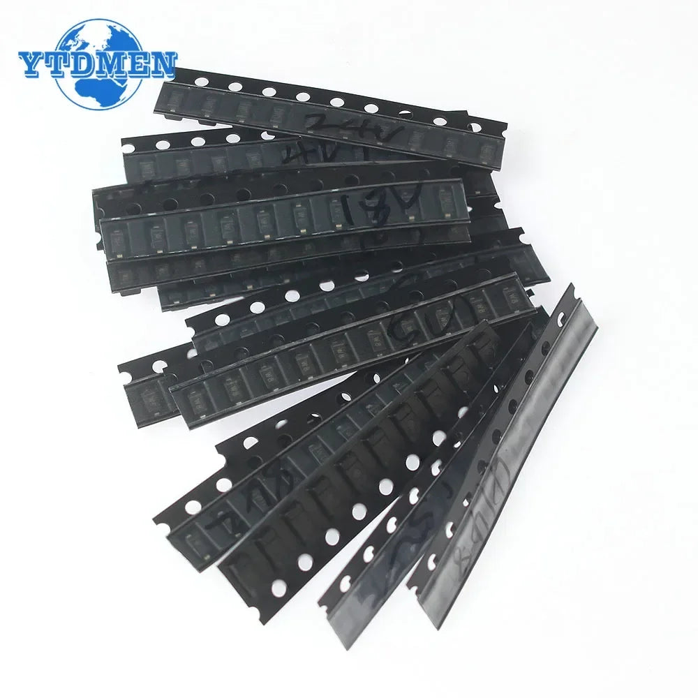 Kit Surtido Diodos Zener SMD (SOD-123/0805, SOD-323, 15 Valores: 3.3V-15V) - Pack 150 Piezas