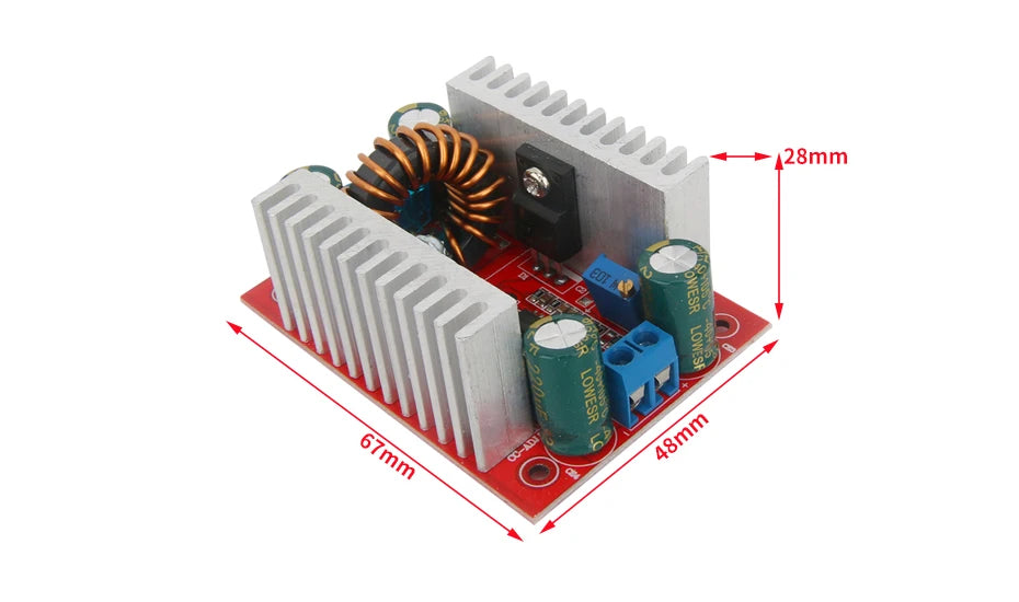 Módulo Convertidor Boost DC-DC 400W 15A Step-Up Corriente Constante Driver LED 8.5-50V a 10-60V