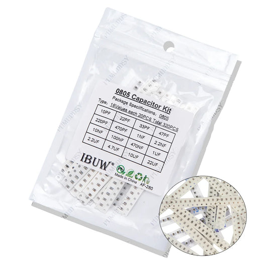 Kit Surtido Capacitor SMD (0603/0805/1206, 1pF-1uF, Varios Formatos: 16/36/50 Valores, 320/720/2500 Piezas)