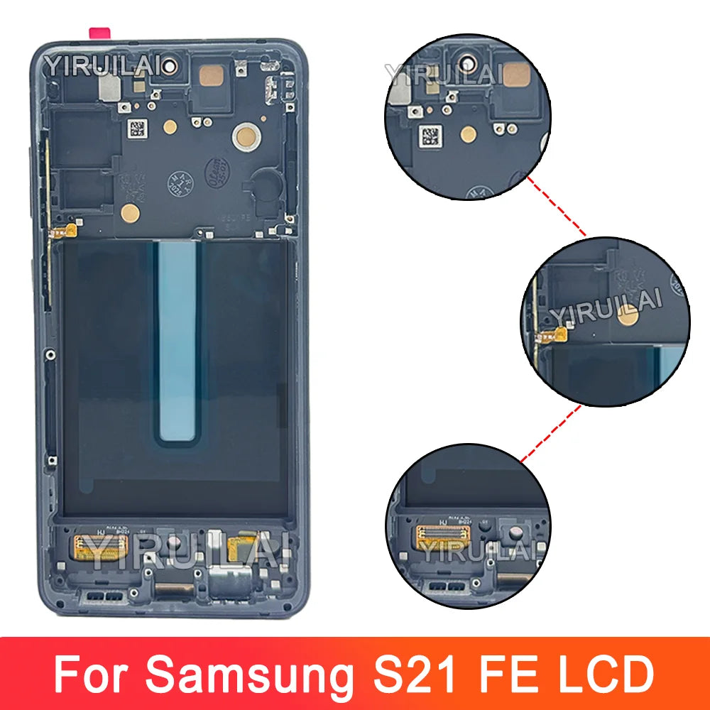 AMOLED para Samsung Galaxy S21FE 5G G990B G990U pantalla LCD Digitalizador de pantalla táctil con marco para Samsung S21 FE LCD