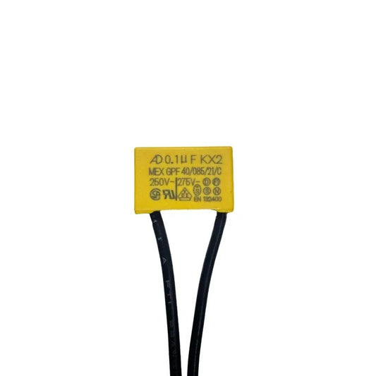 Capacitor Seguridad X2 (0.1uF-0.47uF, 275V AC) con Cable Flexible - Pack 5 Unidades (Valores Surtidos)