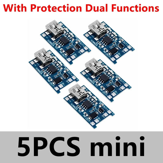 Lote 5-100 Pcs Módulo Cargador Batería Litio TP4056 5V 1A (Micro/Type-C/Mini USB) 18650 con Protección
