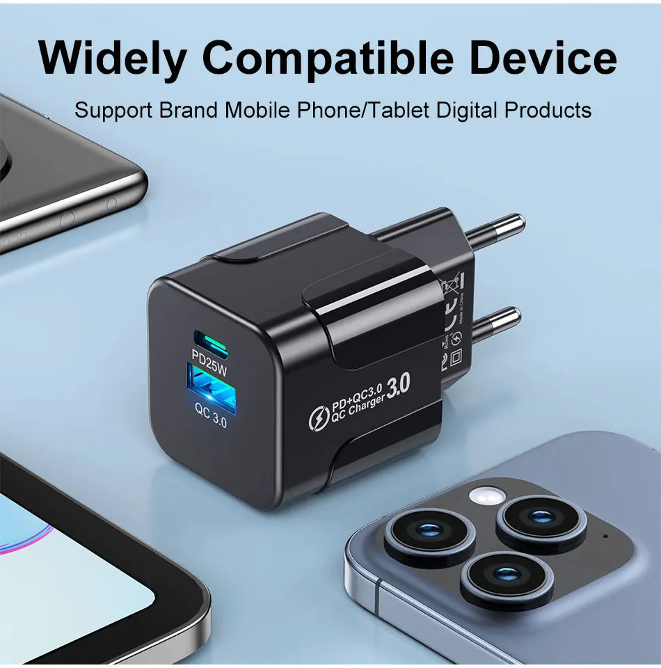 Cargador Pared Rápido PD 25W USB Tipo C (Enchufe Coreano KR) para iPhone 15 Pro Max