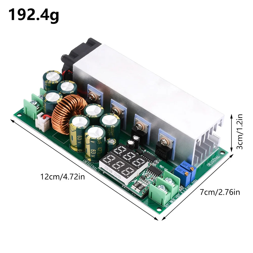 Módulo Fuente Alimentación Step-Down DC 12V-80V a 2.5V-50V 600W 25A Buck Alta Potencia con Ventilador CC/CV