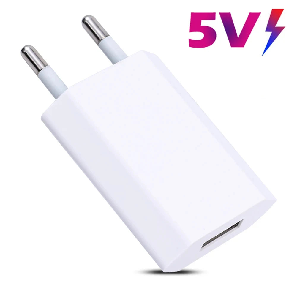 Cargador Pared USB NNBILI Universal 5V 1A (Enchufe EU) Adaptador Corriente para iPhone/iPad/Samsung/Xiaomi/Redmi/Huawei/Google (1/5 Unidades)