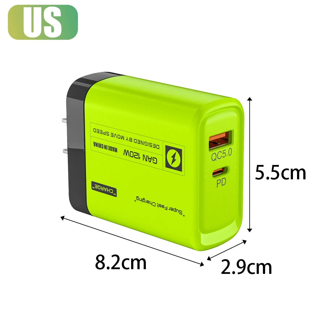 Cargador USB Doble Puerto (USB-C PD + USB-A QC 3.0) Carga Rápida para iPhone 14/15, Samsung, Xiaomi, Huawei