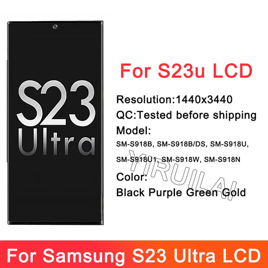 Pantalla LCD con Marco y Digitalizador Táctil para Samsung Galaxy S23 Ultra 5G (S918B/DS / S9180) (Probada)