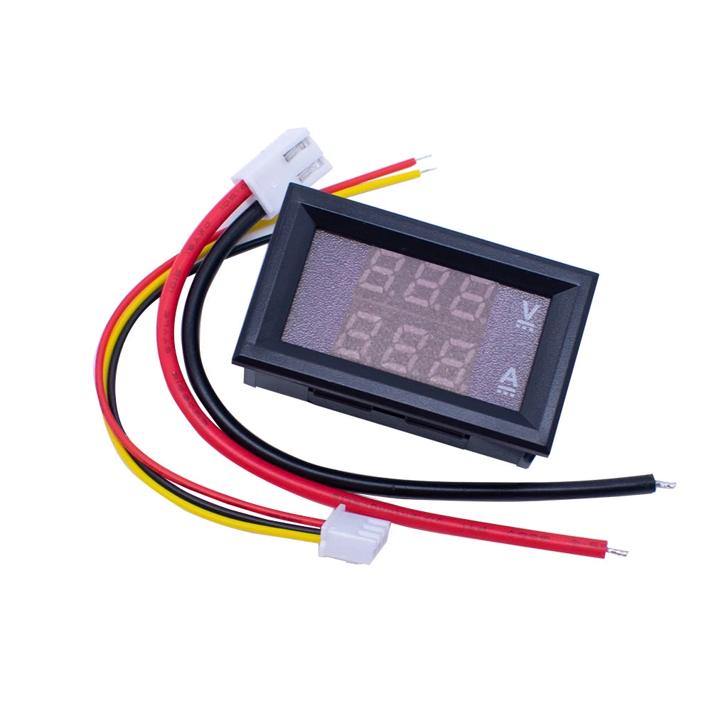 Medidor Panel Digital Voltímetro Amperímetro DC 0-100V 10A Display Dual LED Rojo/Azul 0.28"