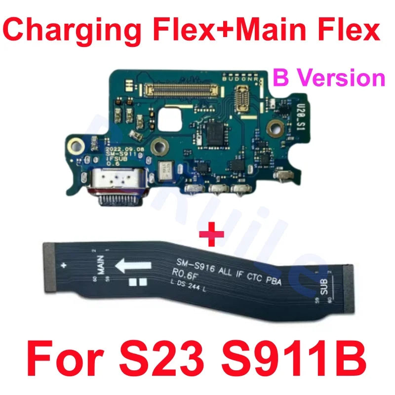 Puerto de carga flexible para Samsung S23 S22 Plus Ultra S901B S901U S906U S908B S S911B S916U S918B placa base conectar Cable USB principal