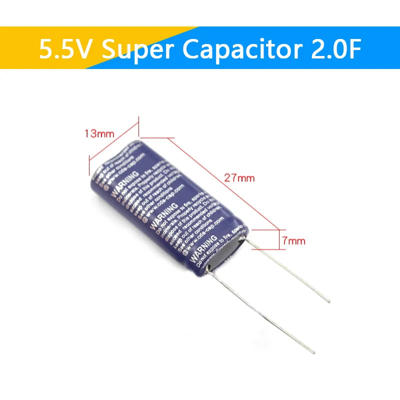 Supercapacitor Farad Tipo Combinación (0.22F-50F, 5.5V) - Unidad (Especificar Valor)