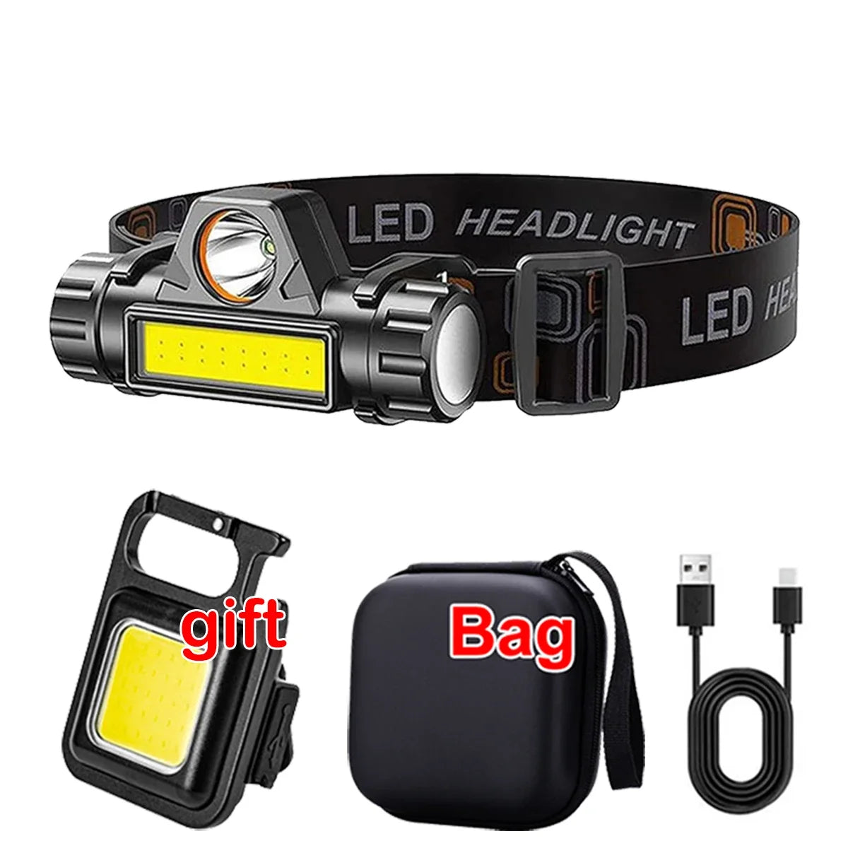 Linterna Frontal LED COB Recargable Magnética Potente Impermeable para Pesca Exterior (1-5 Unidades)