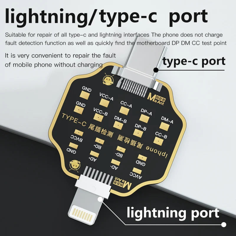 Placa PCB Test Micro USB / Tipo-C - Tester Flex Carga Dock para iPhone (U2) / Android