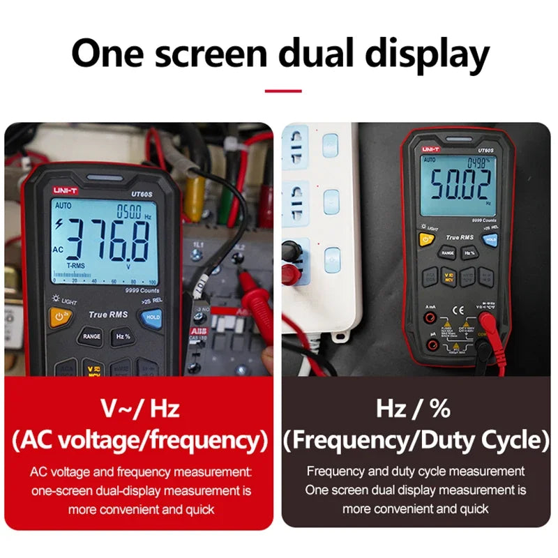 Multímetro Digital Inteligente UNI-T UT60S / UT60BT (Bluetooth) - True RMS, Tester Voltaje 1000V AC/DC, Amperímetro, Frecuencímetro
