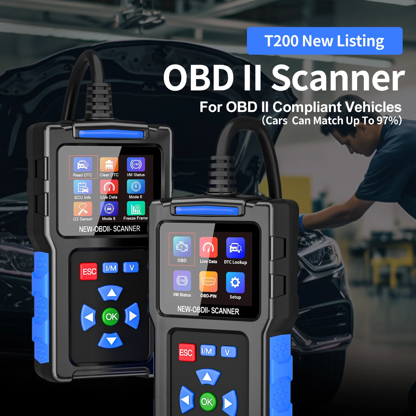 Scanner Automotriz OBD2 T200 - Lector Códigos Motor, Herramienta Diagnóstico Vehículo (Envío US Warehouse)