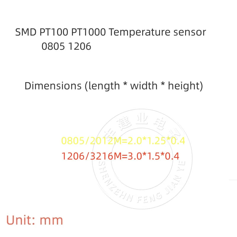 Sensor Temperatura Resistencia Platino PT100 Clase B SMD 0805/1206 - Lote 1-5 Piezas