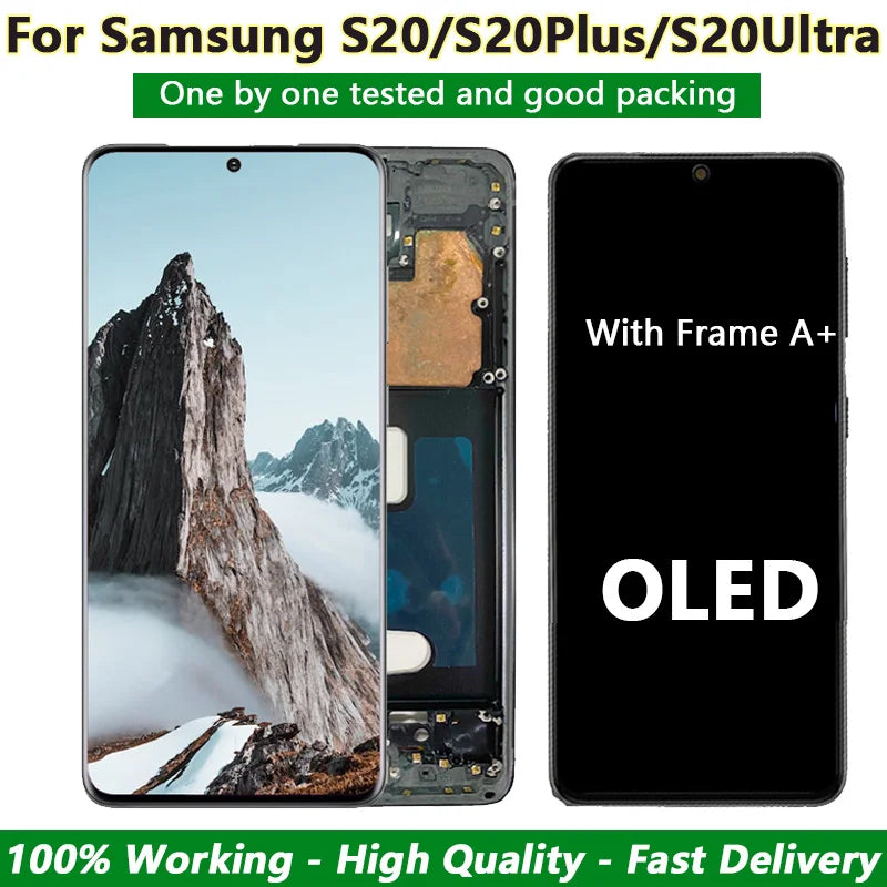 OLED para Samsung Galaxy S20 Ultra Lcd G988 con marco pantalla táctil digitalizador frontal S20 S20 Plus G980 G985 reemplazo