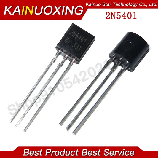 Kit Transistores NPN 2N5551 + PNP 2N5401 TO-92 (50 de c/u, Total 100 Piezas)