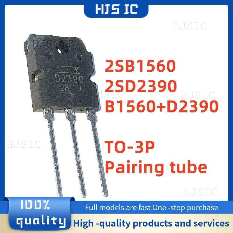5 Pares (10 Pcs) Transistores Darlington Silicio 2SB1560 (PNP) / 2SD2390 (NPN) TO-3P 160V 10A