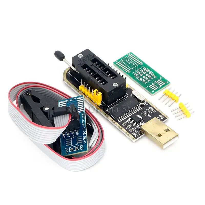 Kit Programador USB CH341A 24/25 Series EEPROM Flash BIOS + Clip Test SOIC8/SOP8