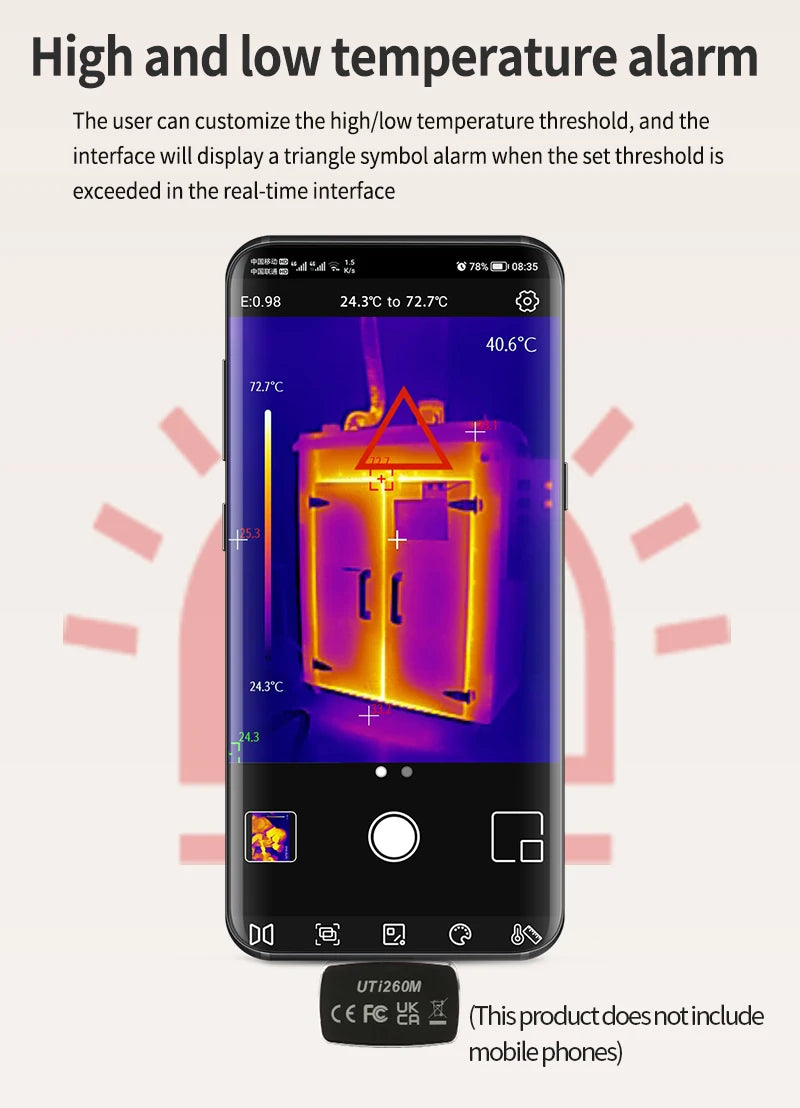 Cámara Térmica UNI-T (UTi120Mobile/UTi120MS/UTi256M/UTi260M/UTi261M) - Termógrafo Infrarrojo Móvil (No iPhone, Tipo C)