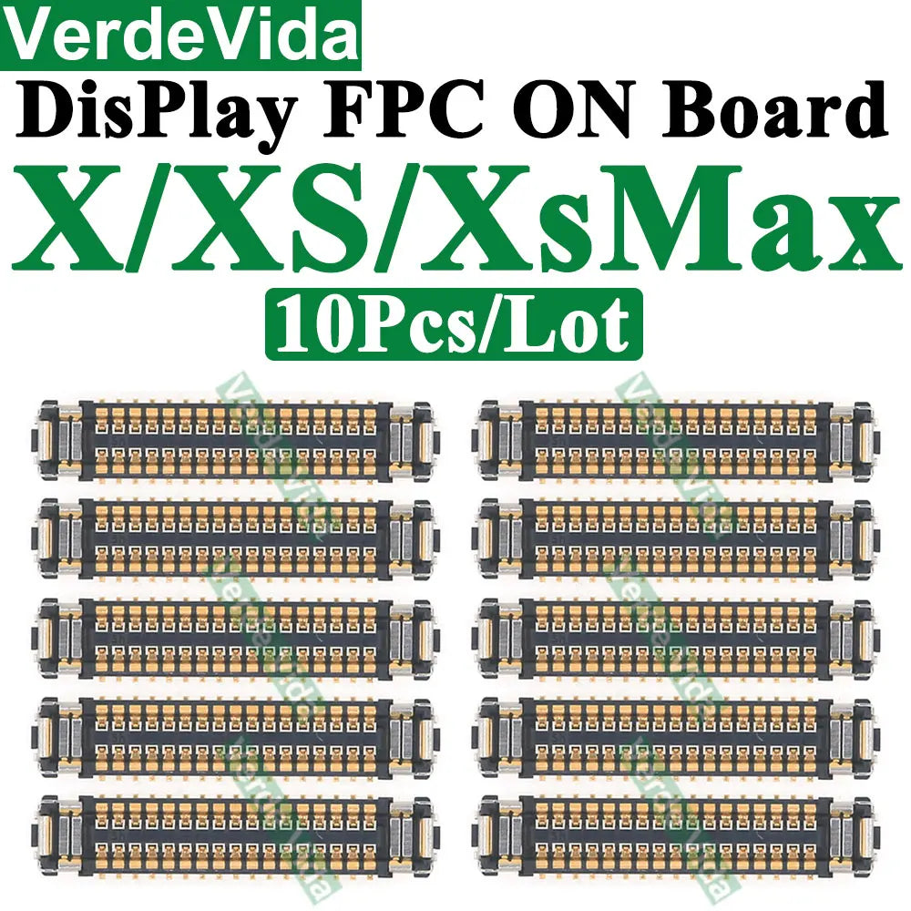 Conector FPC Pantalla LCD / Táctil en Placa Base para iPhone X/XS/XR/11/12/13/14/15/16 Pro Max/Plus (10 Unidades)