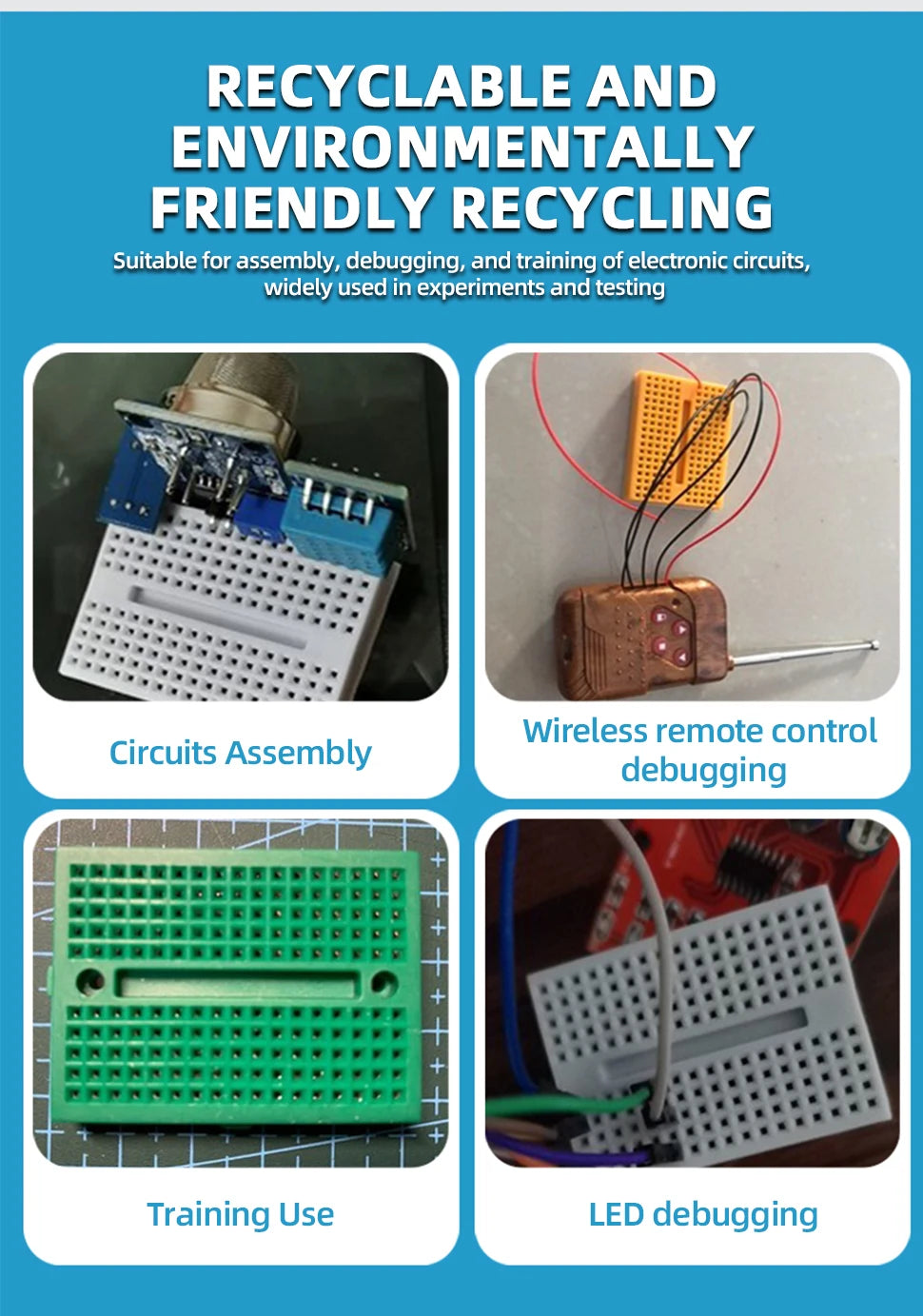 2PCS SYB-170 Mini Solderless Prototype Experiment Test Small Breadboard Kit With 170 Tie Points Plus Adhesive Back 35*46*8mm