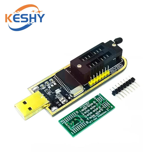 Kit Programador USB CH341B 24/25 Series EEPROM Flash BIOS + Clip Test SOIC8/SOP8