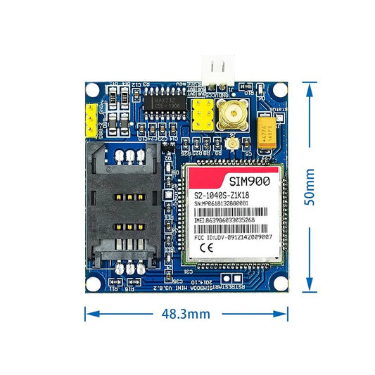 Kit Placa Módulo Transmisión Datos Inalámbrica GSM/GPRS SIM900A / SIM900 Mini V4.0 con Antena