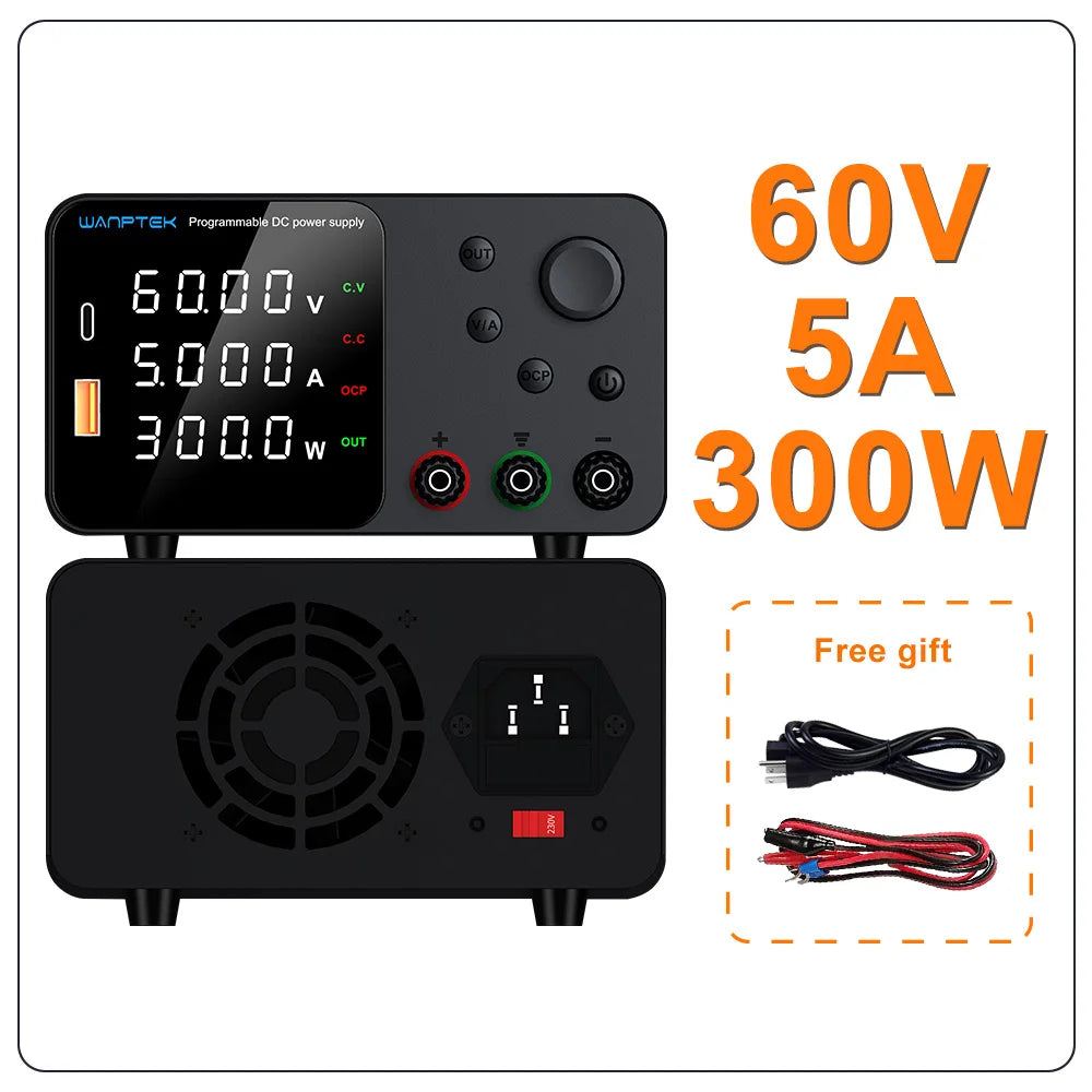 Fuente de Poder Laboratorio WANPTEK DC Ajustable 30V/60V/120V Regulador Voltaje Preajuste V/A (Input 110V/220V)