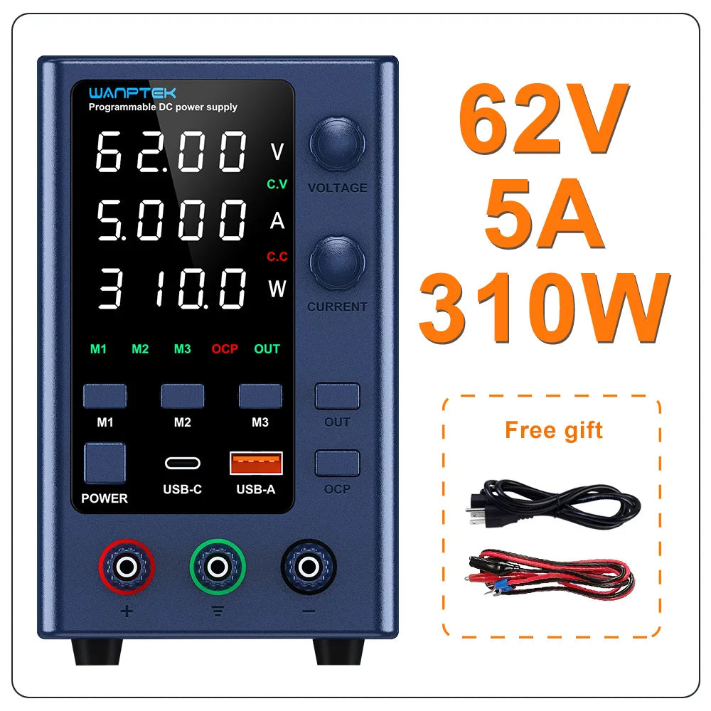 Fuente de Poder Laboratorio WANPTEK DC Ajustable 30V/60V/120V Regulador Voltaje Preajuste V/A (Input 110V/220V)