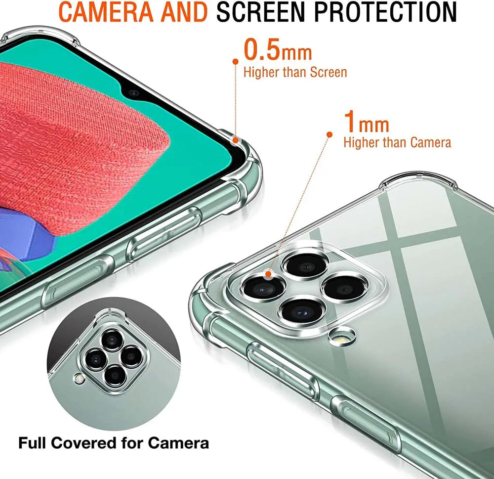 Funda Silicona Suave Transparente Anti-Golpes (Airbag 1.5mm Grosor) para Samsung Galaxy M12/M13 4G/M22/M23/M32/M33 5G/M42/M51/M52/M53